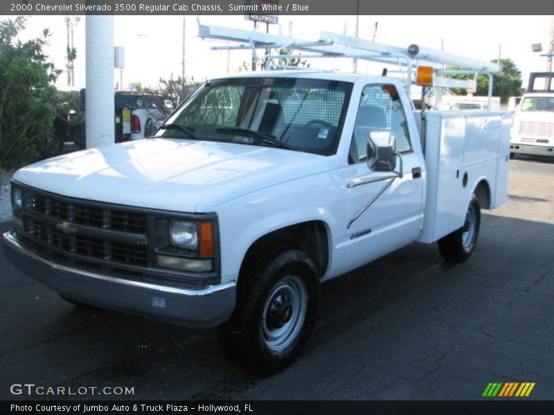 Summit White / Blue 2000 Chevrolet Silverado 3500 Regular Cab Chassis
