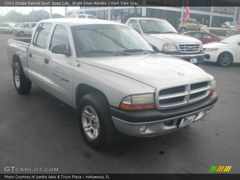 Bright Silver Metallic / Dark Slate Gray 2001 Dodge Dakota Sport Quad Cab