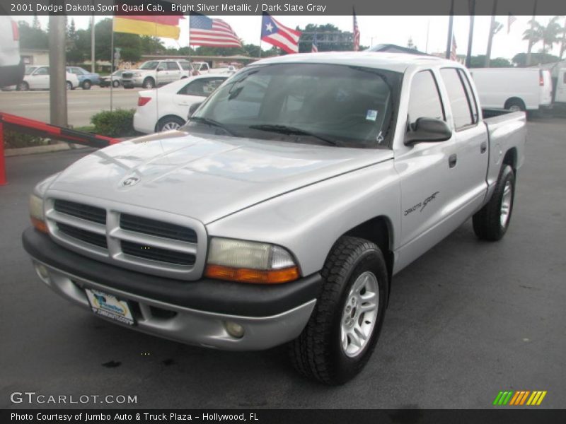 Bright Silver Metallic / Dark Slate Gray 2001 Dodge Dakota Sport Quad Cab