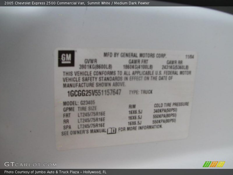 Summit White / Medium Dark Pewter 2005 Chevrolet Express 2500 Commercial Van
