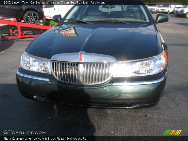 Aspen Green Metallic / Light Parchment 2002 Lincoln Town Car Signature
