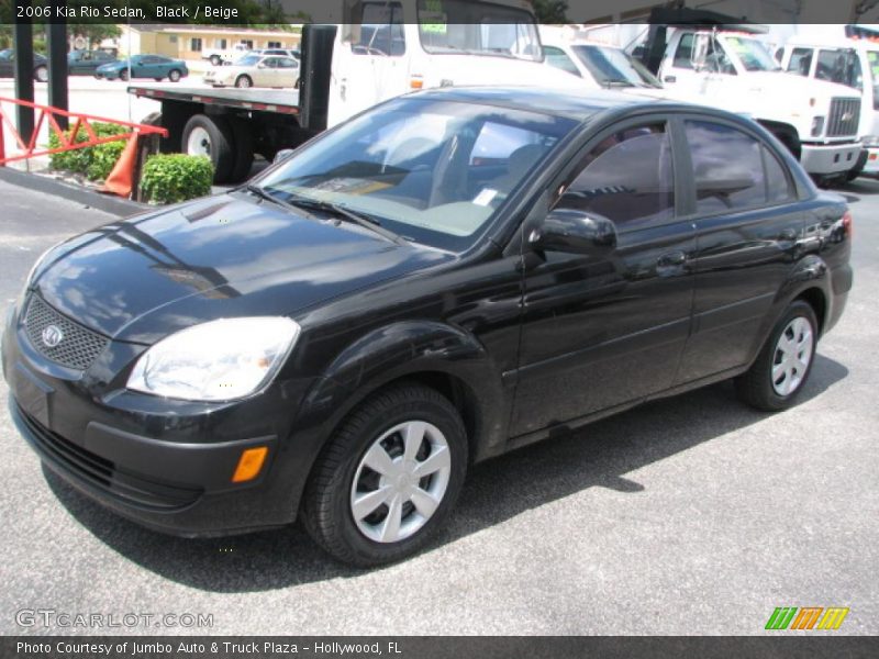 Black / Beige 2006 Kia Rio Sedan