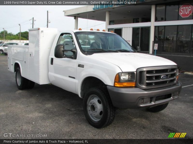 Oxford White / Medium Graphite 1999 Ford F450 Super Duty XL Crew Cab Commerical Utility