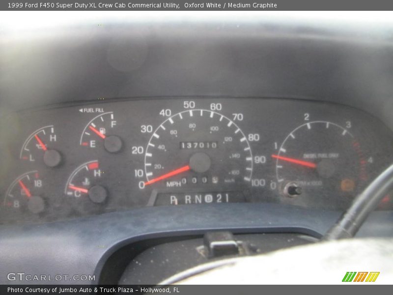 Oxford White / Medium Graphite 1999 Ford F450 Super Duty XL Crew Cab Commerical Utility