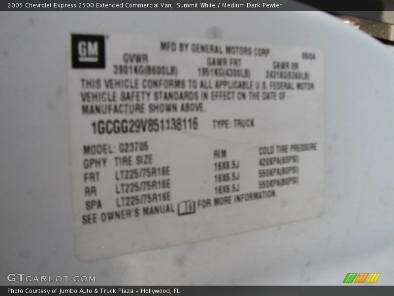Summit White / Medium Dark Pewter 2005 Chevrolet Express 2500 Extended Commercial Van