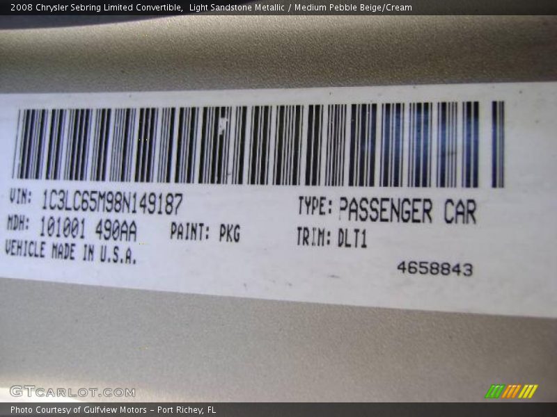Light Sandstone Metallic / Medium Pebble Beige/Cream 2008 Chrysler Sebring Limited Convertible