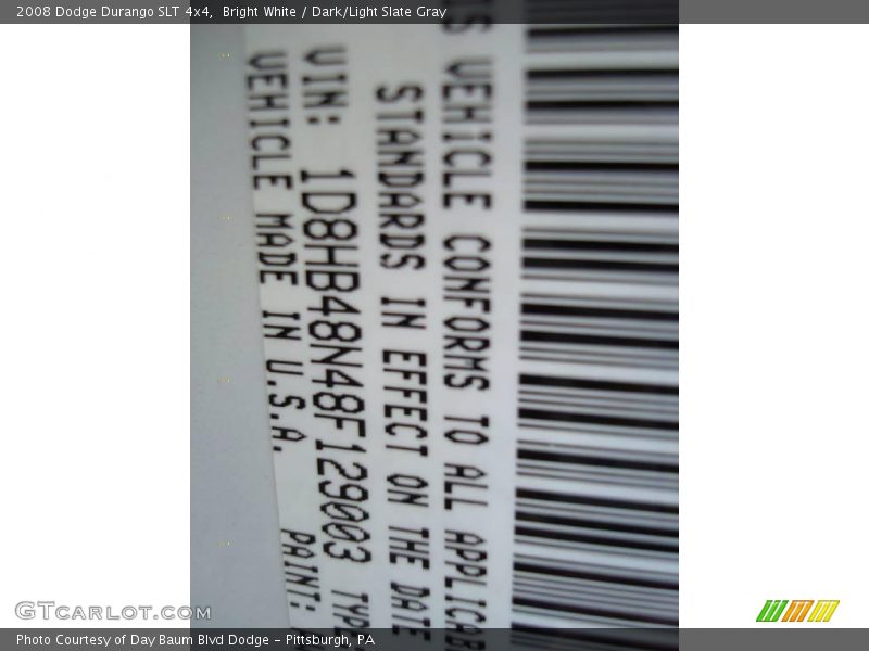 Bright White / Dark/Light Slate Gray 2008 Dodge Durango SLT 4x4