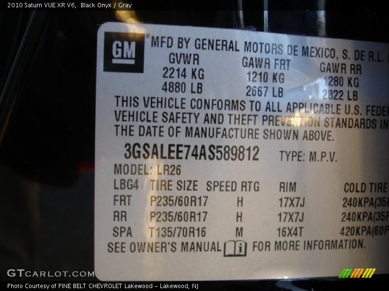 Black Onyx / Gray 2010 Saturn VUE XR V6