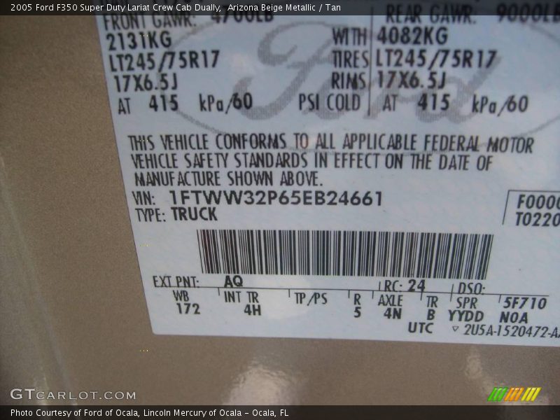 Arizona Beige Metallic / Tan 2005 Ford F350 Super Duty Lariat Crew Cab Dually