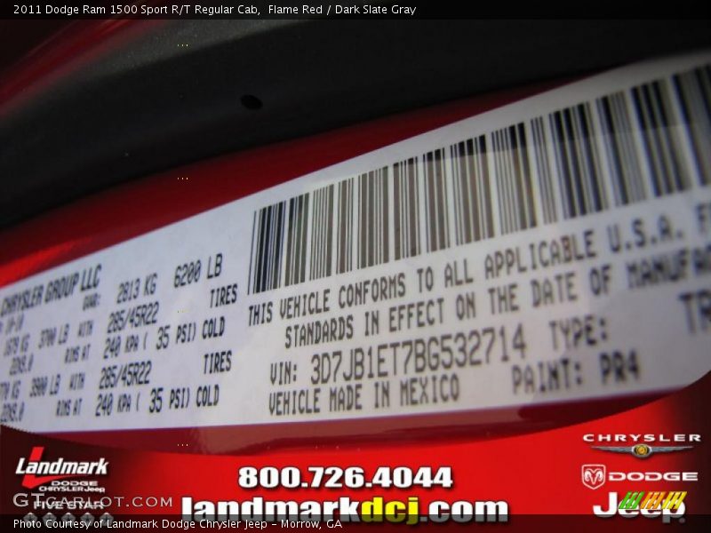 Flame Red / Dark Slate Gray 2011 Dodge Ram 1500 Sport R/T Regular Cab
