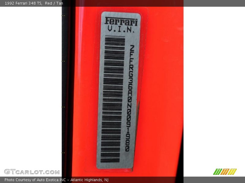 Info Tag of 1992 348 TS