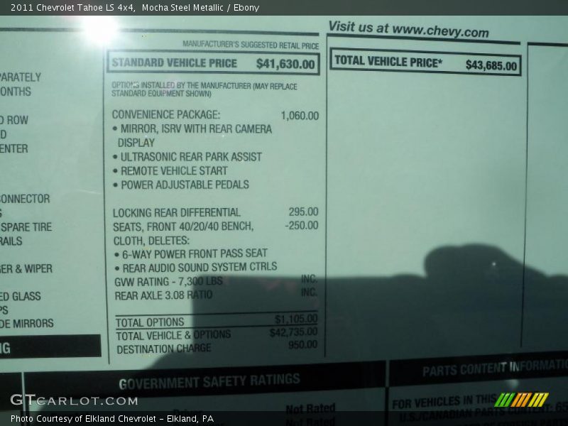  2011 Tahoe LS 4x4 Window Sticker