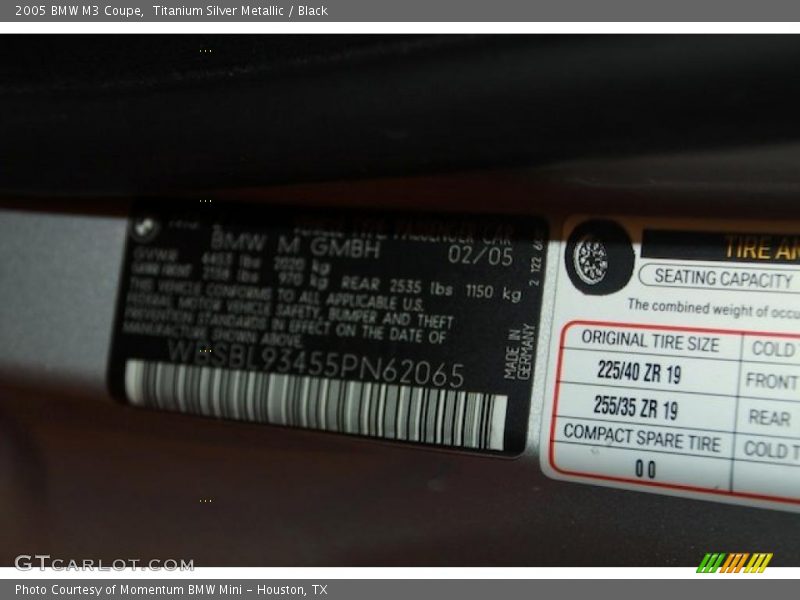 Titanium Silver Metallic / Black 2005 BMW M3 Coupe