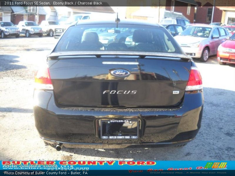 Ebony Black / Charcoal Black 2011 Ford Focus SE Sedan
