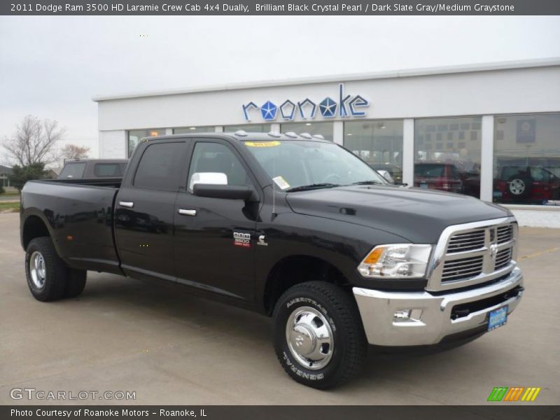 Brilliant Black Crystal Pearl / Dark Slate Gray/Medium Graystone 2011 Dodge Ram 3500 HD Laramie Crew Cab 4x4 Dually