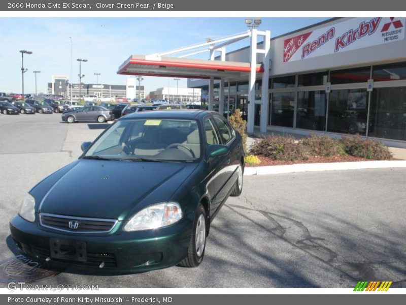 Clover Green Pearl / Beige 2000 Honda Civic EX Sedan