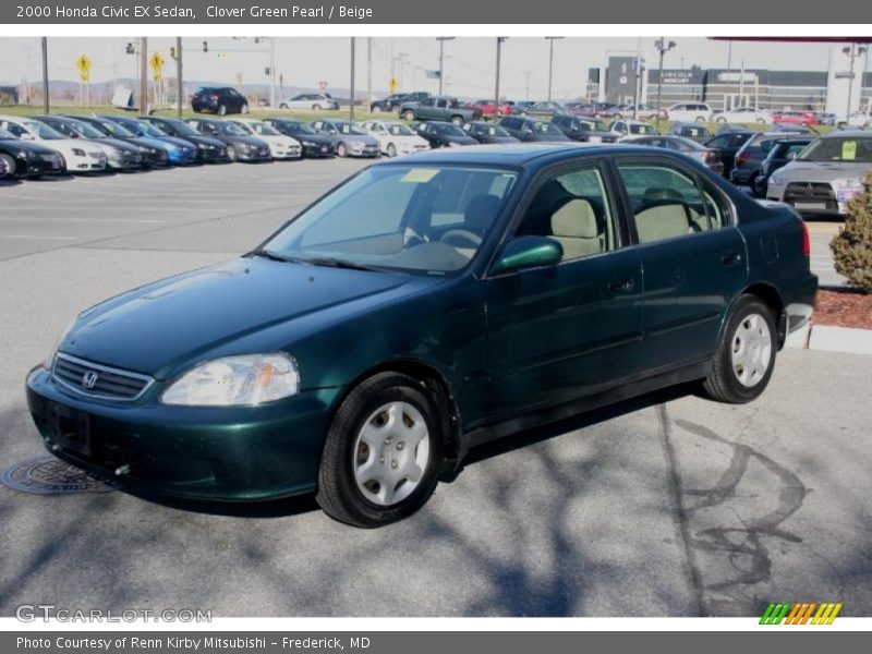 Clover Green Pearl / Beige 2000 Honda Civic EX Sedan