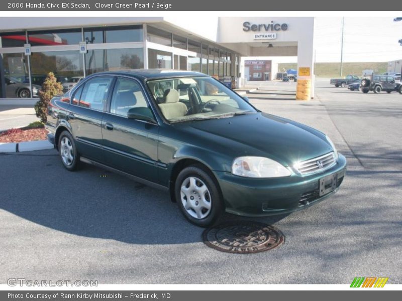 Clover Green Pearl / Beige 2000 Honda Civic EX Sedan
