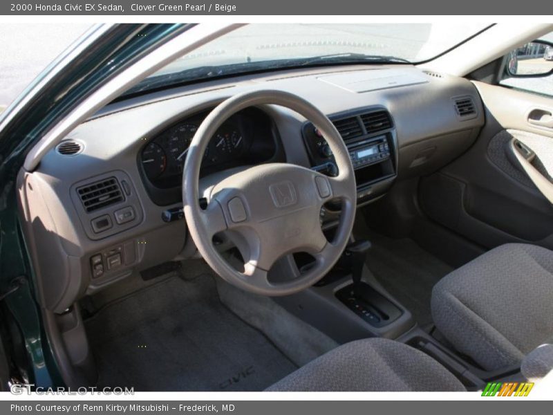 Clover Green Pearl / Beige 2000 Honda Civic EX Sedan
