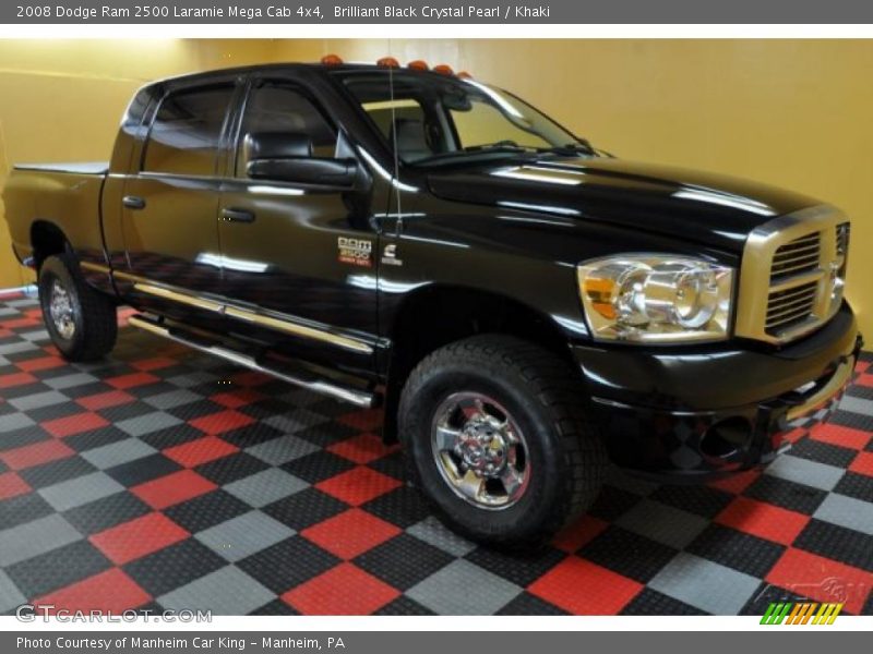 Brilliant Black Crystal Pearl / Khaki 2008 Dodge Ram 2500 Laramie Mega Cab 4x4