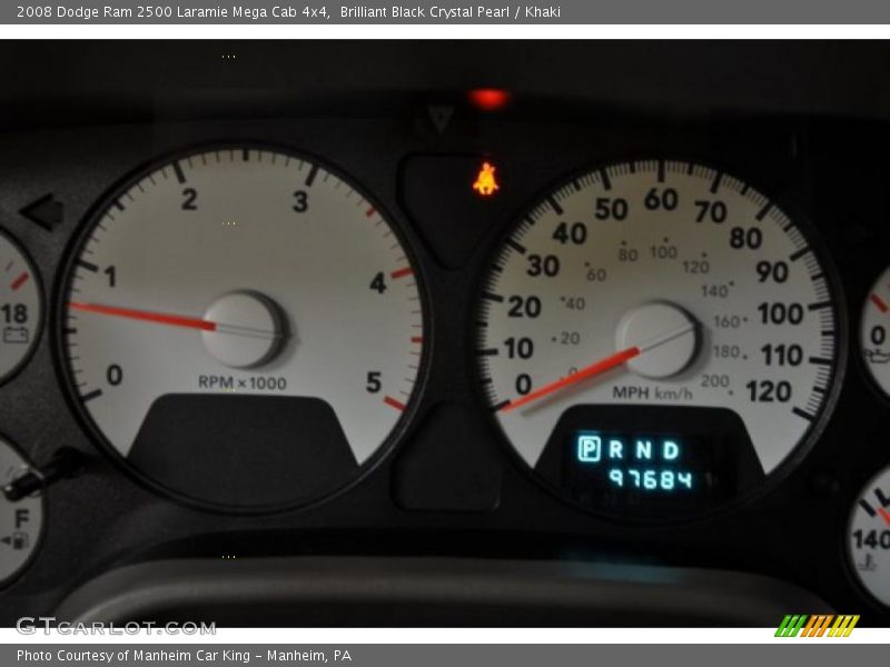 Brilliant Black Crystal Pearl / Khaki 2008 Dodge Ram 2500 Laramie Mega Cab 4x4