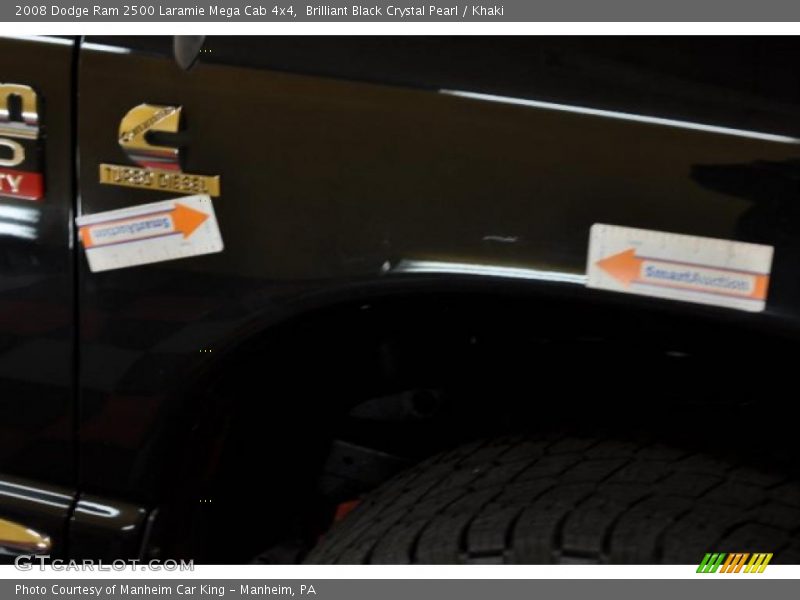 Brilliant Black Crystal Pearl / Khaki 2008 Dodge Ram 2500 Laramie Mega Cab 4x4
