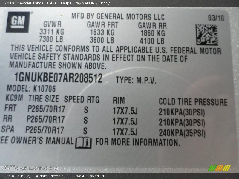 Taupe Gray Metallic / Ebony 2010 Chevrolet Tahoe LT 4x4