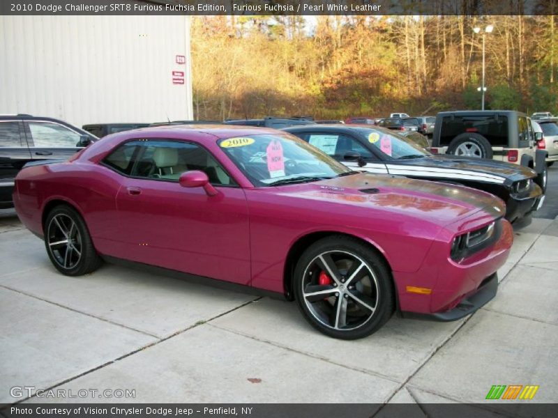 Front 3/4 View of 2010 Challenger SRT8 Furious Fuchsia Edition