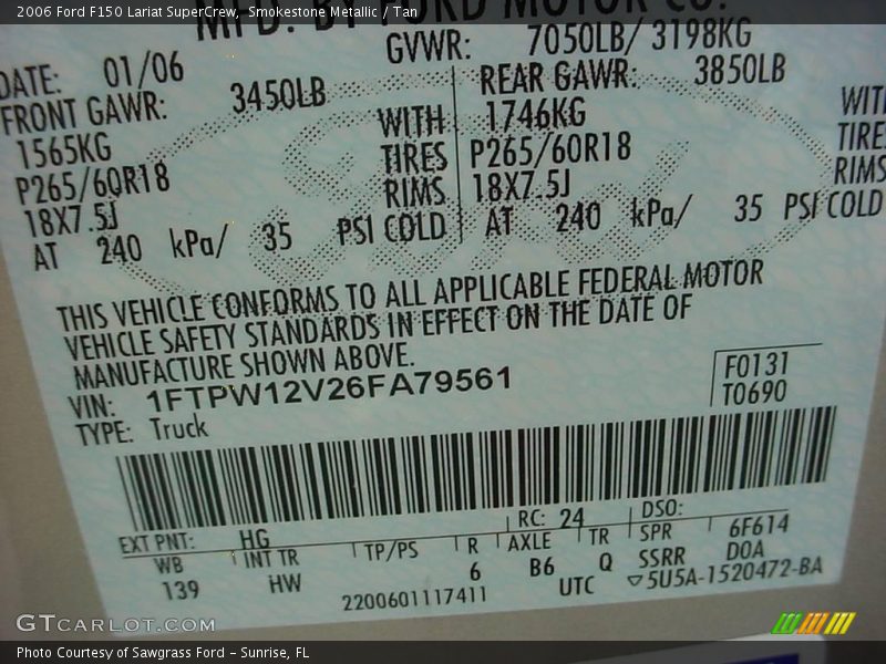 Smokestone Metallic / Tan 2006 Ford F150 Lariat SuperCrew