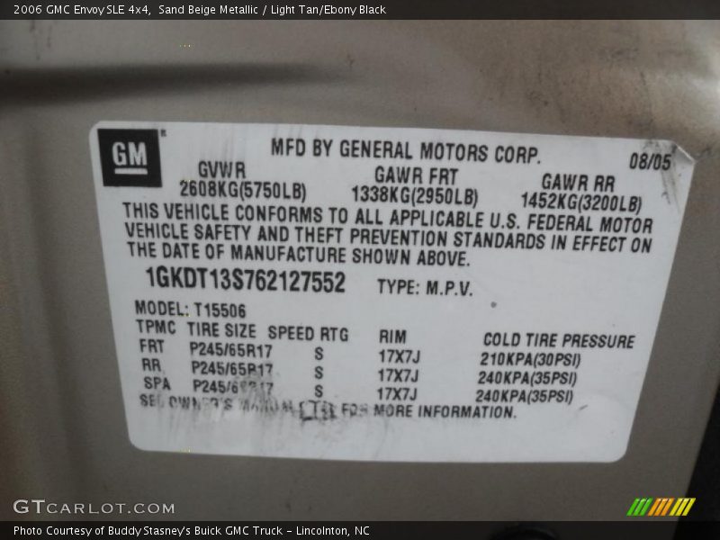Sand Beige Metallic / Light Tan/Ebony Black 2006 GMC Envoy SLE 4x4
