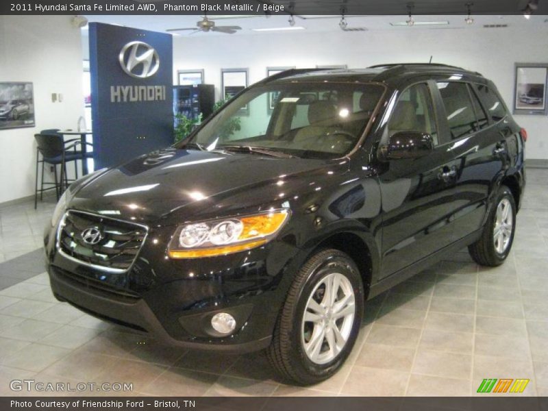 Phantom Black Metallic / Beige 2011 Hyundai Santa Fe Limited AWD
