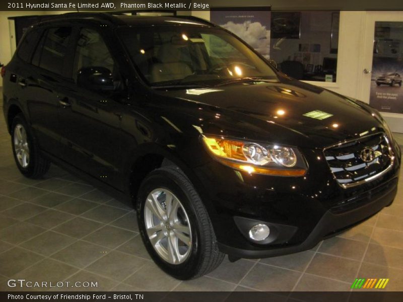 Phantom Black Metallic / Beige 2011 Hyundai Santa Fe Limited AWD