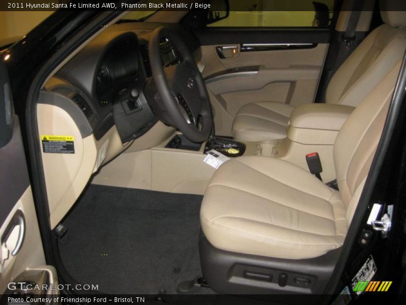 Phantom Black Metallic / Beige 2011 Hyundai Santa Fe Limited AWD