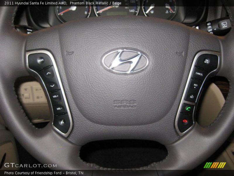 Phantom Black Metallic / Beige 2011 Hyundai Santa Fe Limited AWD