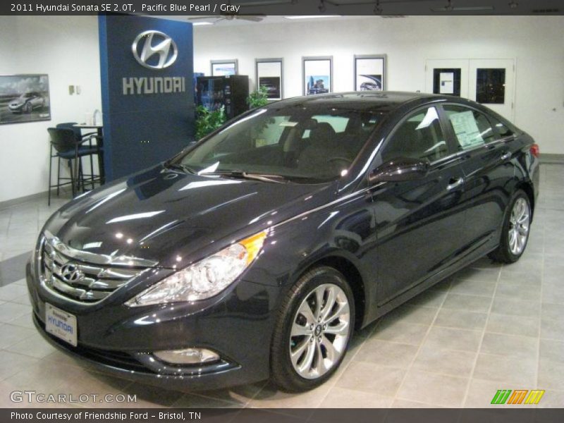 Pacific Blue Pearl / Gray 2011 Hyundai Sonata SE 2.0T