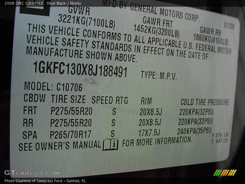 Onyx Black / Ebony 2008 GMC Yukon SLE