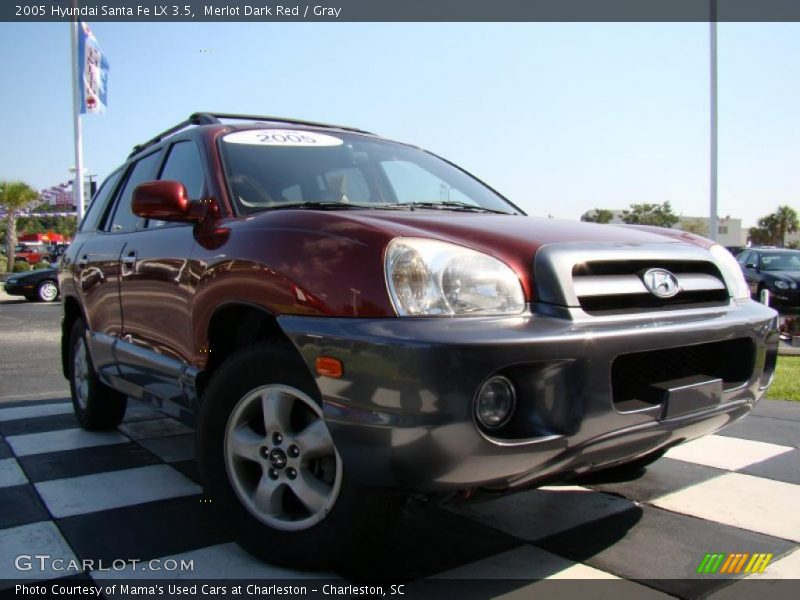 Merlot Dark Red / Gray 2005 Hyundai Santa Fe LX 3.5