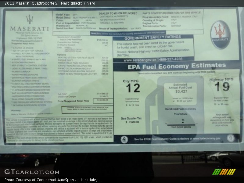  2011 Quattroporte S Window Sticker