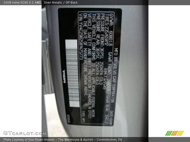 Silver Metallic / Off Black 2008 Volvo XC90 3.2 AWD