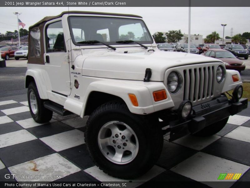 Stone White / Camel/Dark Green 2001 Jeep Wrangler Sahara 4x4