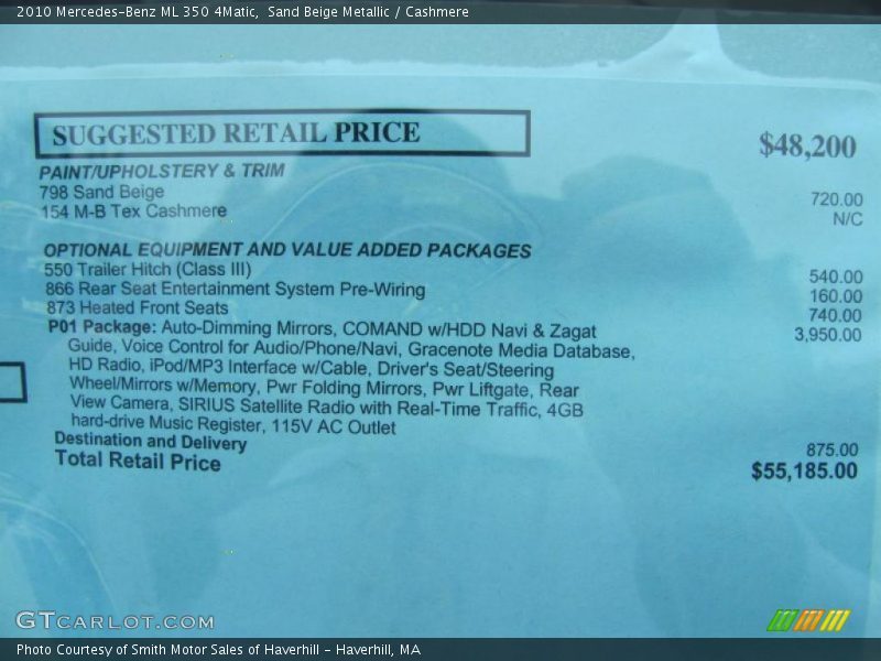 Sand Beige Metallic / Cashmere 2010 Mercedes-Benz ML 350 4Matic