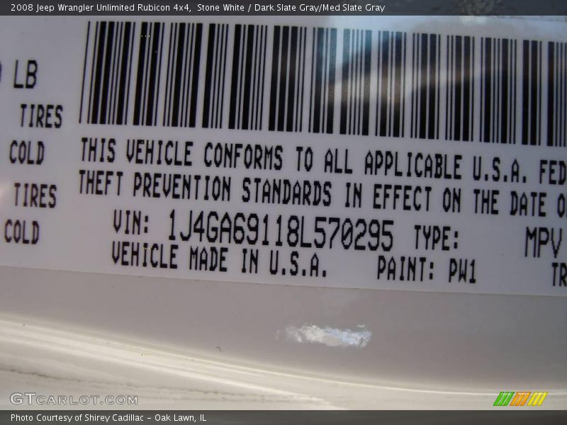 Stone White / Dark Slate Gray/Med Slate Gray 2008 Jeep Wrangler Unlimited Rubicon 4x4