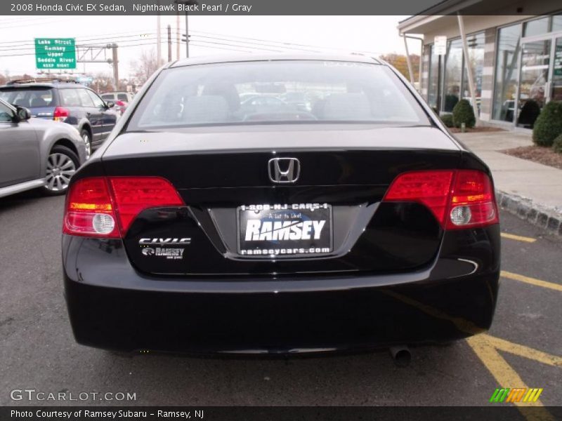 Nighthawk Black Pearl / Gray 2008 Honda Civic EX Sedan