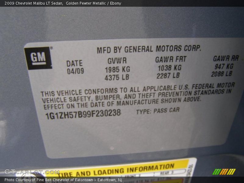 Golden Pewter Metallic / Ebony 2009 Chevrolet Malibu LT Sedan
