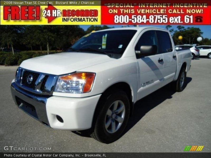 Blizzard White / Charcoal 2008 Nissan Titan SE Crew Cab