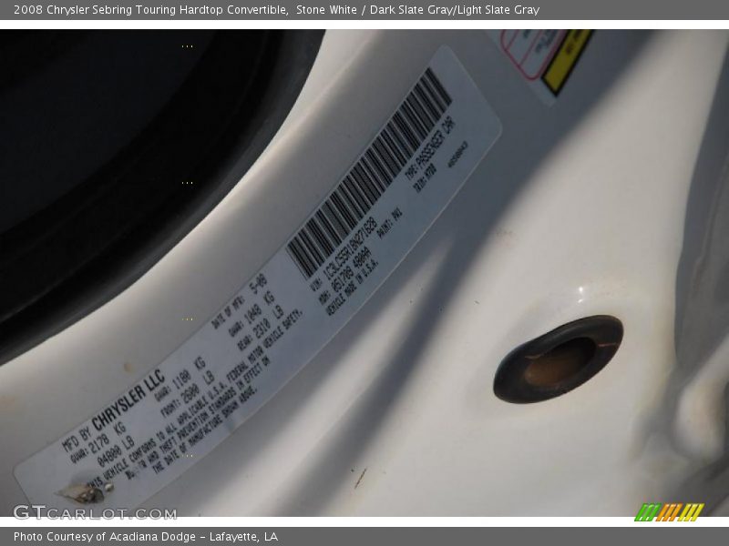 Stone White / Dark Slate Gray/Light Slate Gray 2008 Chrysler Sebring Touring Hardtop Convertible