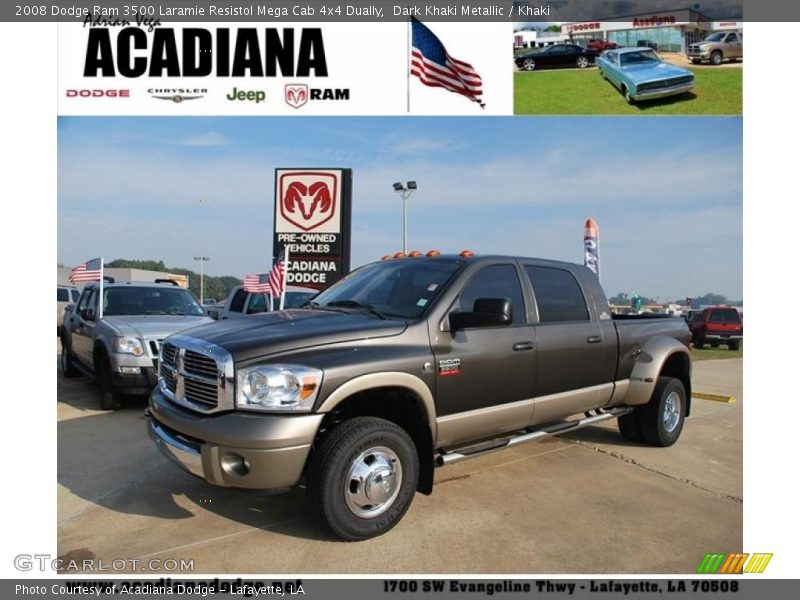 Dark Khaki Metallic / Khaki 2008 Dodge Ram 3500 Laramie Resistol Mega Cab 4x4 Dually