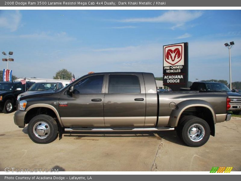 Dark Khaki Metallic / Khaki 2008 Dodge Ram 3500 Laramie Resistol Mega Cab 4x4 Dually