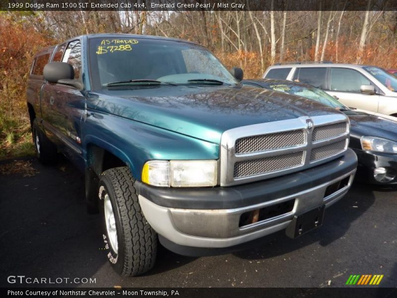 Emerald Green Pearl / Mist Gray 1999 Dodge Ram 1500 SLT Extended Cab 4x4