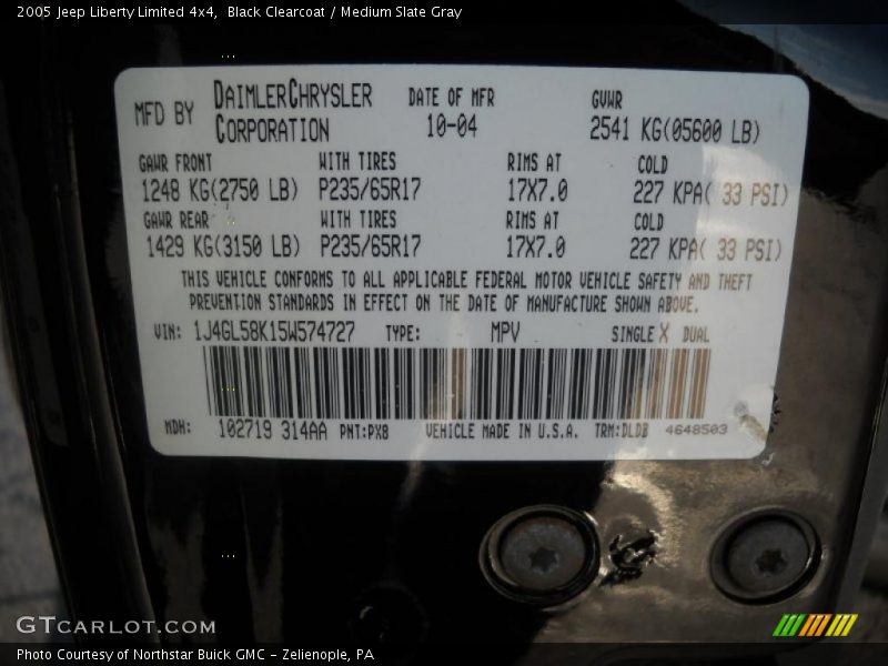 Black Clearcoat / Medium Slate Gray 2005 Jeep Liberty Limited 4x4